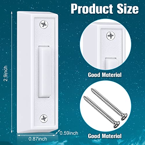 Saillong 1 Piece Lighted Doorbell Button, Wall Mounted Garage Door Opener Switch with LED Light Compatible with Most Wire Doorbell Chimes, Transformer, Ringers, Buzzers (White,White Light) - Image 2