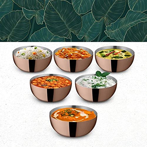Shri & Sam Stainless Steel Majestic Bowl with PVD Coating (Rose Gold) - 6 Pieces - Image 2