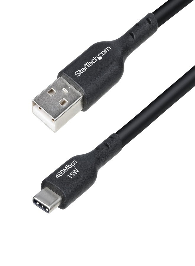 StarTech.com 15ft (4.5m) USB-A to USB-C Charging Cable, Charge & Sync, 3A, USB 2.0, TPE Jacket, Black USB Charging Cord - Image 1