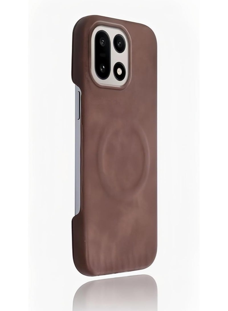 عام غطاء متوافق مع OnePlus 15 5G [متوافق مع Mag-Safe] - تصميم جلدي فاخر رفيع، مقاوم للبصمات بإطار خفي مع دعم الشحن اللاسلكي