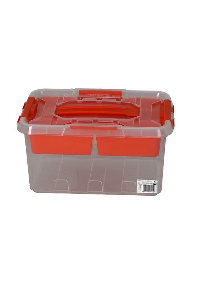 Tactix Storage Box with Lift-Out Tray Clear and Red 6 Liter  - Image 3