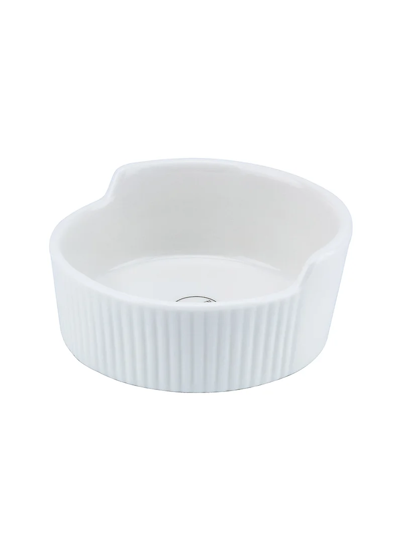 شالو Shallow Porcelain Ceramic Serving Bowl - 10x4cm, White