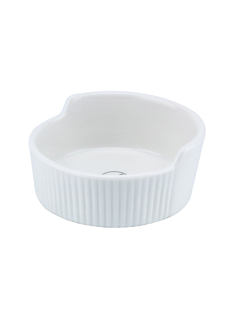 Shallow Porcelain Ceramic Serving Bowl - 10x4cm, White - Image 1