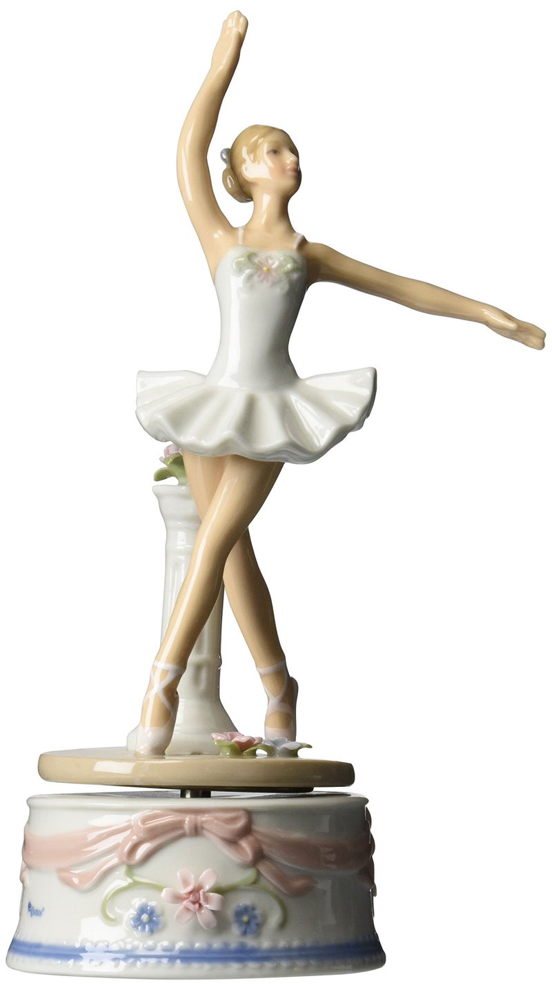 COSMOS Cosmos 10623 Fine Porcelain Ballerina in White Dress Musical Figurine 9Inch 