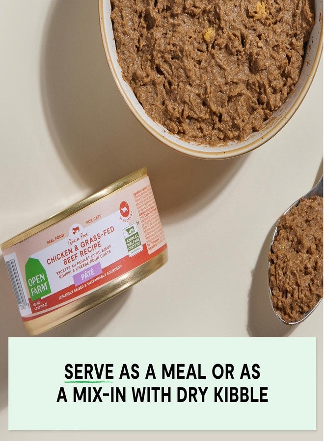 Open Farm طعام القطط المعلب من أوبن فارم، باتيه لتغذية كاملة ومتوازنة، طعام رطب للقطط خالٍ من الحبوب والبقوليات، بنكهة الدجاج ولحم البقر، علب 2.8 أونصة (كرتونة من 18 علبة) - Image 4