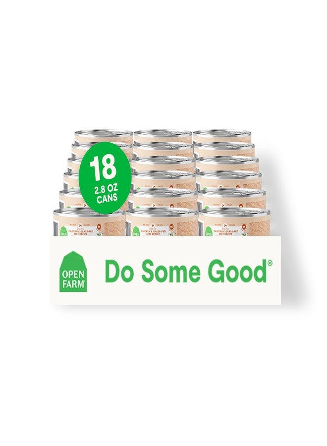Open Farm طعام القطط المعلب من أوبن فارم، باتيه لتغذية كاملة ومتوازنة، طعام رطب للقطط خالٍ من الحبوب والبقوليات، بنكهة الدجاج ولحم البقر، علب 2.8 أونصة (كرتونة من 18 علبة) - Image 1