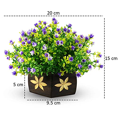 Crystu Beautiful Artificial Plants with Pot | Bonsai Tree & Plants | Bonsai Tree for Indoor with Wooden Pot for Office Home Decor Showpiece (Pack of Combo 2 pc) - Image 5