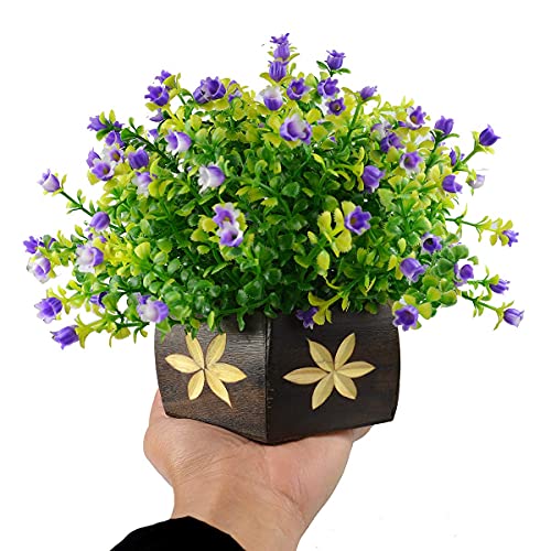 Crystu Beautiful Artificial Plants with Pot | Bonsai Tree & Plants | Bonsai Tree for Indoor with Wooden Pot for Office Home Decor Showpiece (Pack of Combo 2 pc) - Image 2