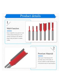 Y&D 7 Pieces Shank Straight Router Bit Set, 1/4-Inch Set Double Flute Woodworking Milling Trimming Cutter Tools  - Image 3