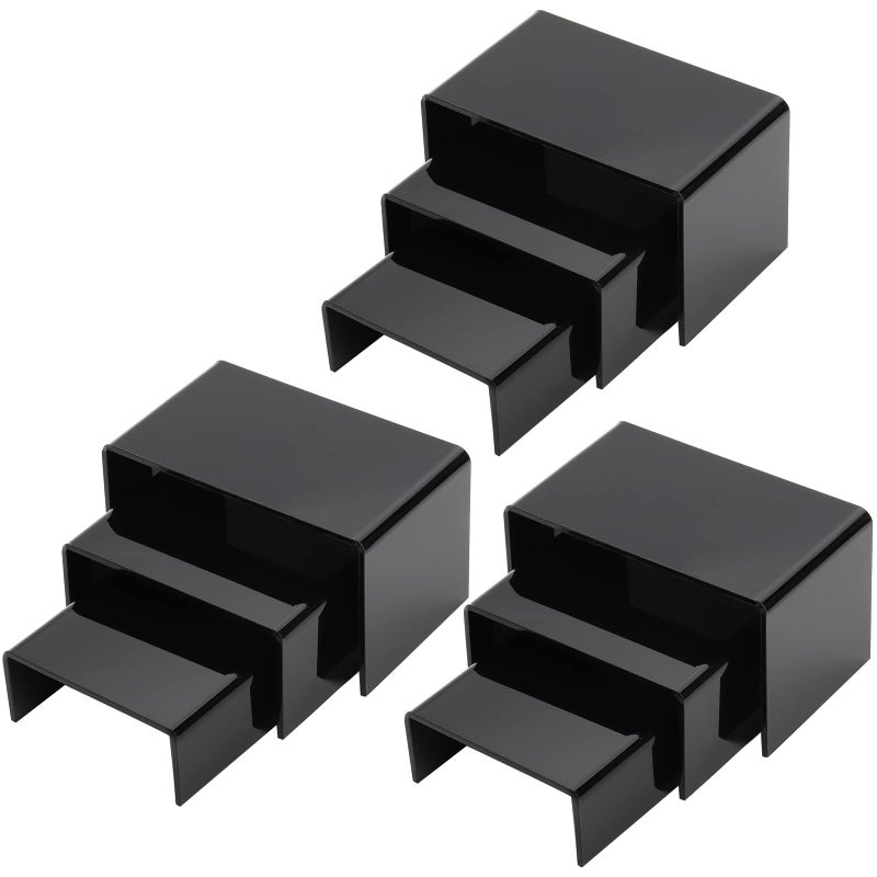Hedume Hedume Set of 9 Black Acrylic Display Risers Jewelry Display Riser Product Display Stand for Figures Buffets Dessert Cupcakes Candy Jewelry and Collectibles 