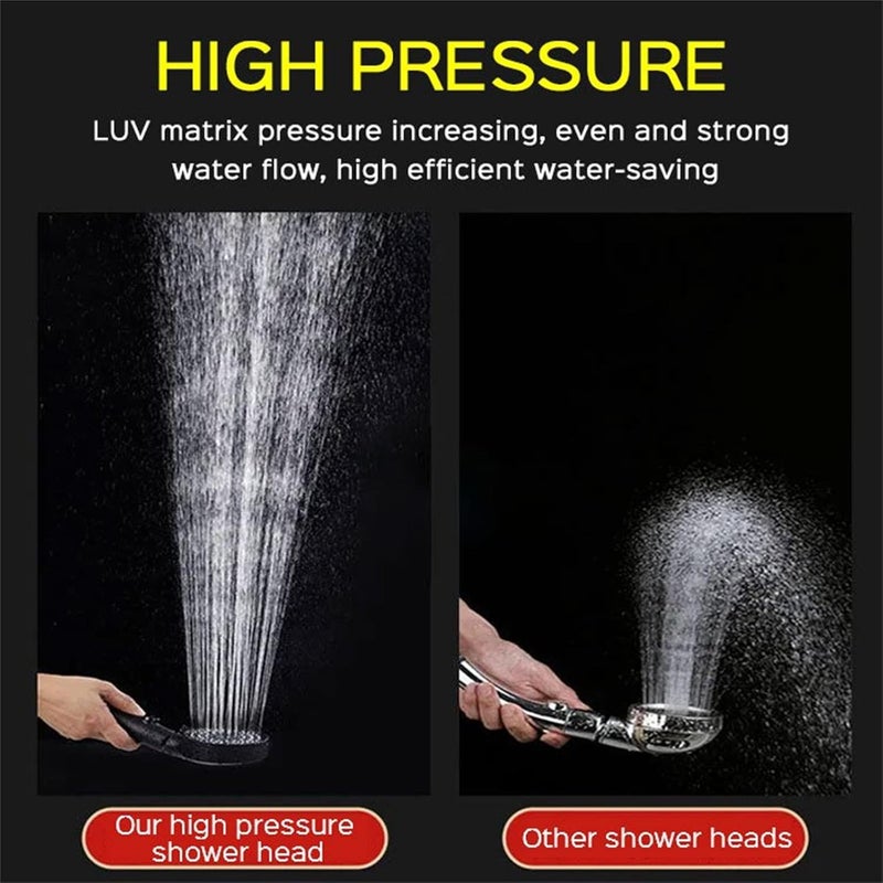 comfrt High Pressure Shower Heads with Handheld, 5 Modes Detachable shower head Shower Nozzle Shower Set Pressurized Hand-held Shower Head (silver + hose + hanger) - Image 2
