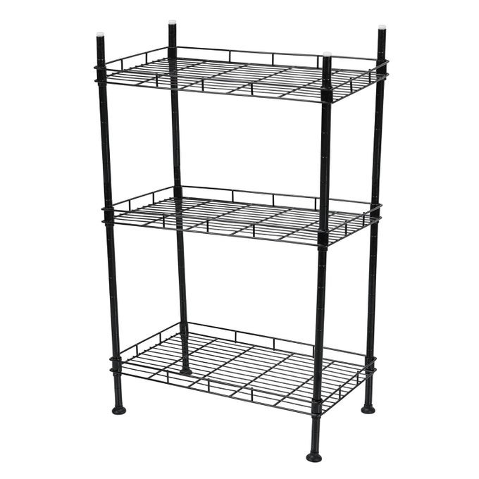 HEIGHT ADJUSTABLE HEAVYDUTY RACK 3 SHELVES BLACK