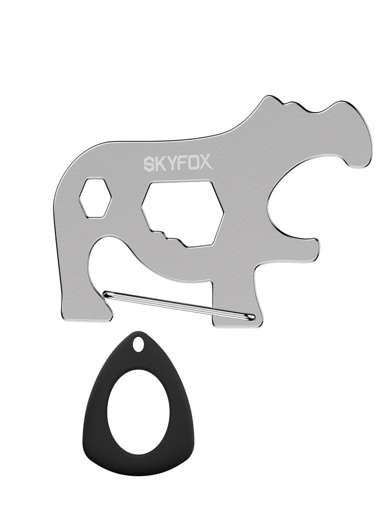 SKYFOX Multitool Carabiner Clip Keychain with AirTag Case, EDC Credit Card Tool with Bottle Opener,Screwdriver, Hex Wrench,Pry Bar for Hiking Camping Travel Adventure Tools - Image 1