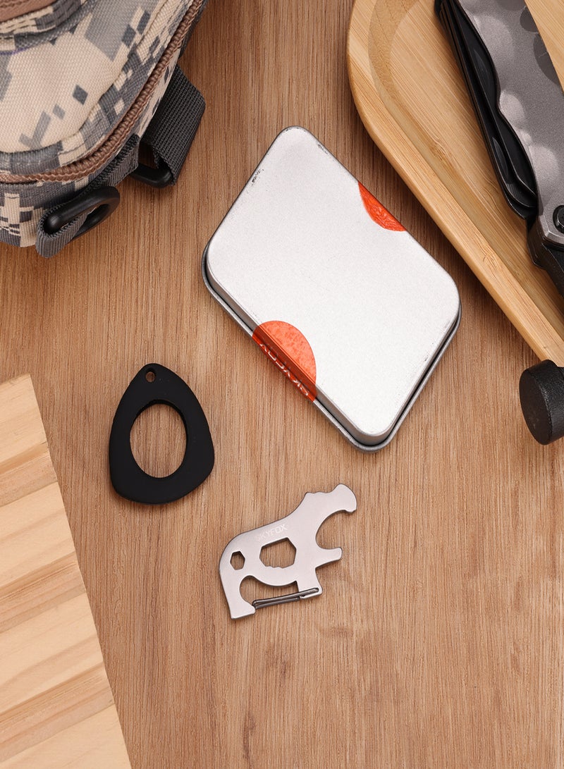 SKYFOX Multitool Carabiner Clip Keychain with AirTag Case, EDC Credit Card Tool with Bottle Opener,Screwdriver, Hex Wrench,Pry Bar for Hiking Camping Travel Adventure Tools - Image 3
