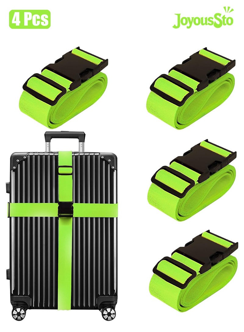 JoyousSto Luggage Straps for Suitcases 4 Pack, Travel Essentials, Luggage Strap for Travel Suitcase & Bag Closure and for Easy Identification, Travel Accessories for Safety & Convenience,Green - Image 1