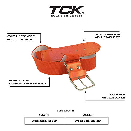 TCK Baseball/Softball Adult Belt & Socks Combo Set (Orange, Large) - Orange,Large - Image 3