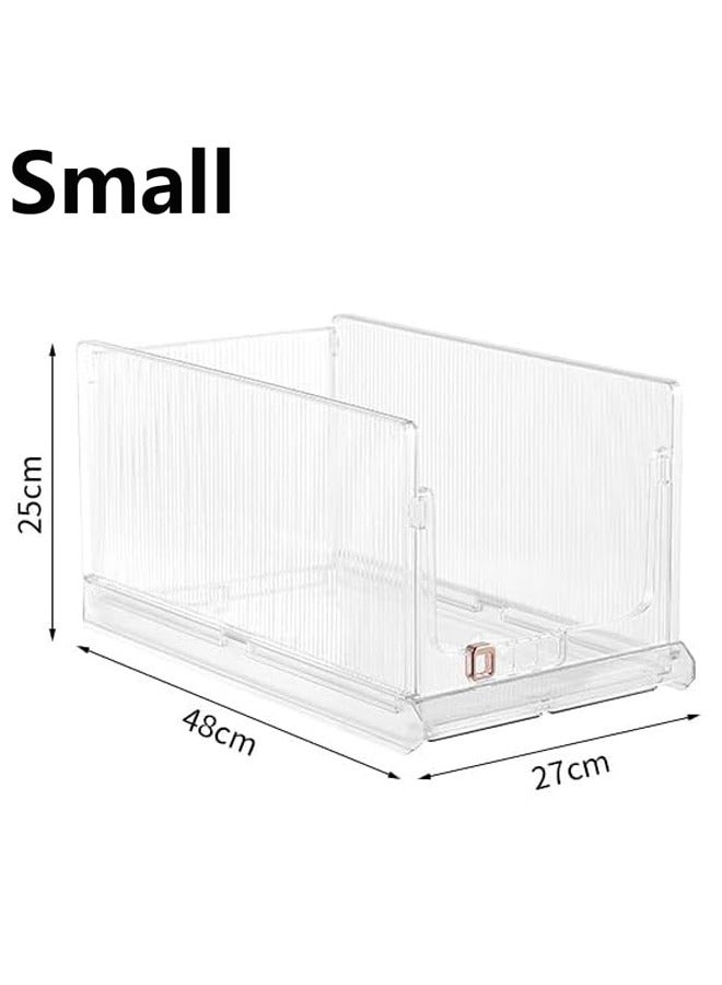 Drawer organizer transparent stackable plastic storage basket foldable closet organizer storage bins drawer shelf storage container for wardrobe cupboard office kitchen bathroom (Small) - Image 2