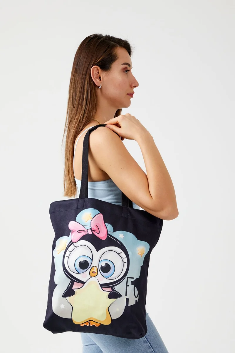 ايس هوم Little Penguin Cloth Shopping Beach Shoulder Bag