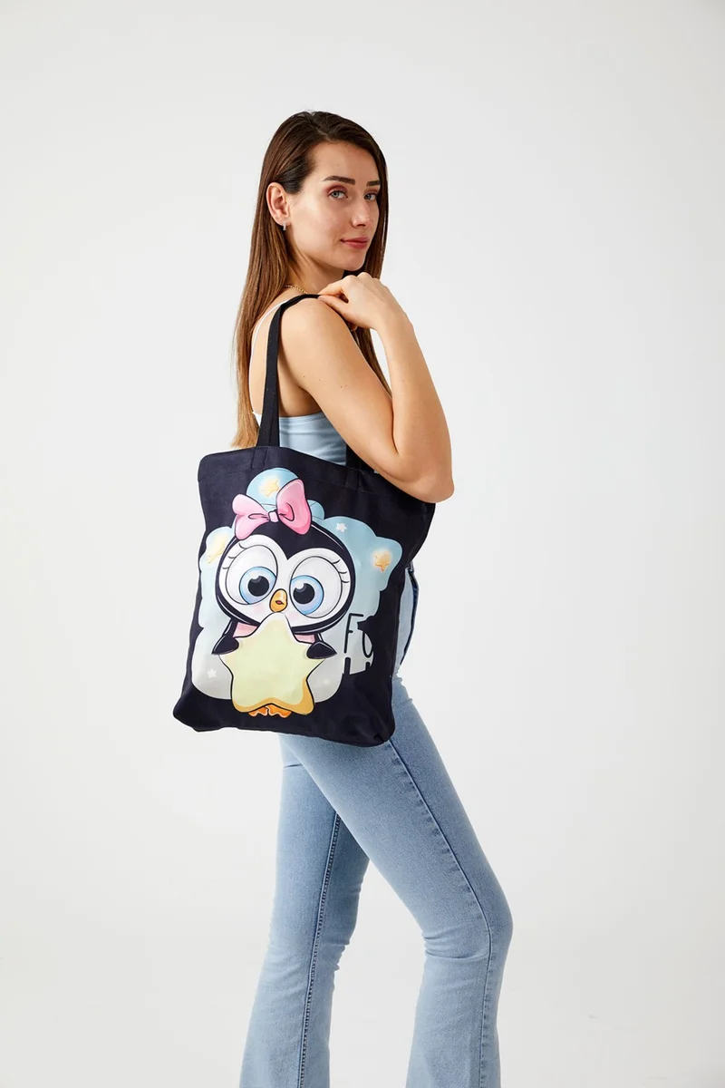 ايس هوم Little Penguin Cloth Shopping Beach Shoulder Bag