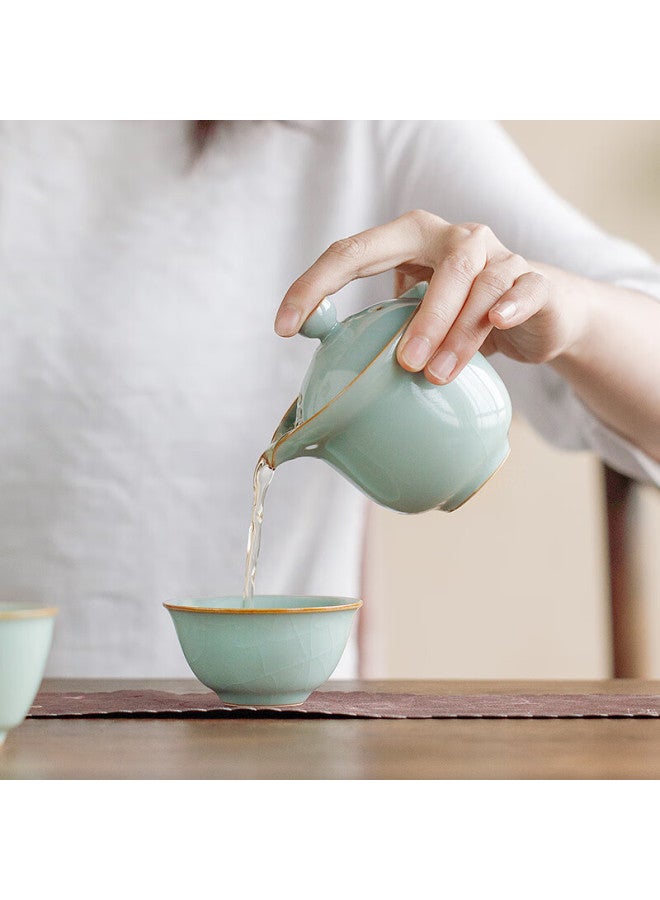Tangfeng Song Yun Li Gui Lian Ru Kiln Travel Tea Set Quick Cup One Pot Two Cups Portable Outdoor Tea Brewing Gift Box - Image 5