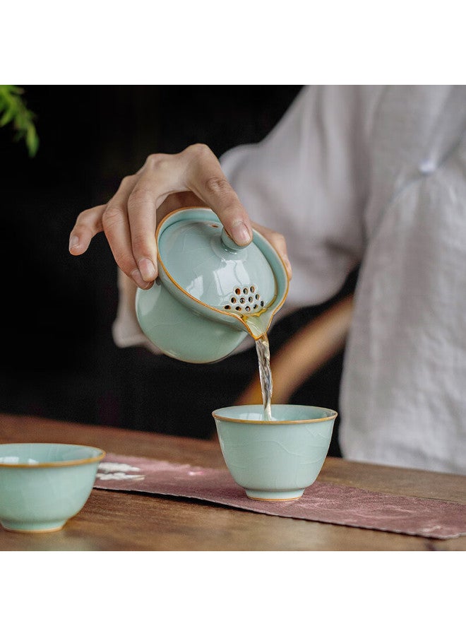 Tangfeng Song Yun Li Gui Lian Ru Kiln Travel Tea Set Quick Cup One Pot Two Cups Portable Outdoor Tea Brewing Gift Box - Image 4