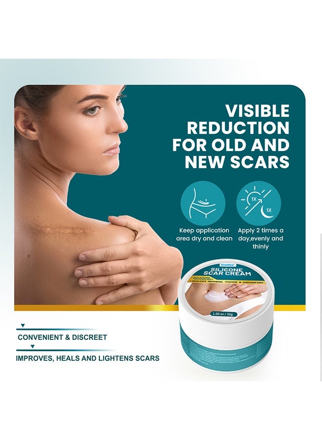 Sumifun Silicone Scar Cream, Skin Scar Cream，Body Scar Removal, Scar Cream，Scar Gel，Acne Scar Treatment，Deep Acne Scar Removal， Burns Keloids Hypertrophic， Scar Removal Cream， Repair Damaged Skin，Removing Acne Marks, Scar Repair Cream - Image 3
