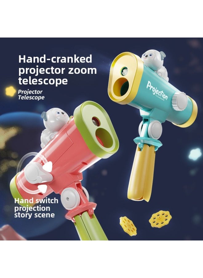 Generic - Telescope Projector Flashlight Slide Baby To Coax Sleep Children's Educational Early Education Map Light-emitting Electronic Toys-Color:602 Red Green - Image 1