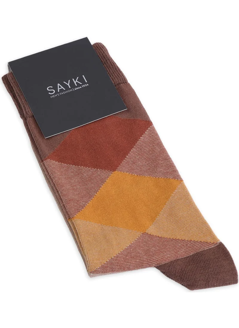 Hatemoğlu Brown Patterned Cotton Socks
