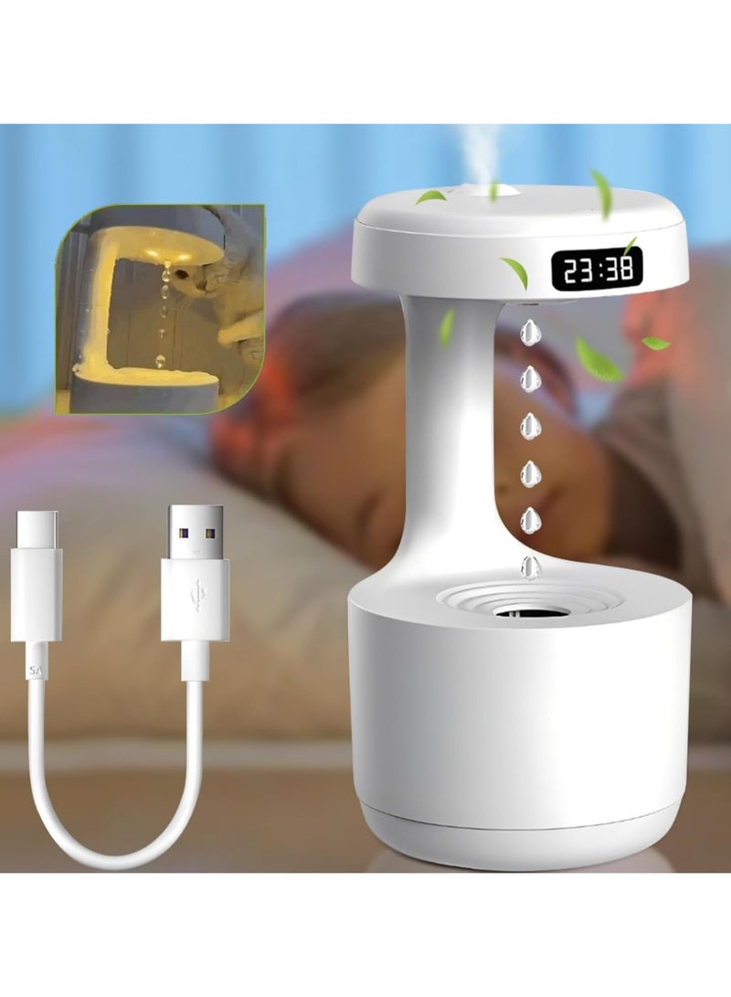 مرطب هواء صغير لغرفة النوم، مع تأثيرات إضاءة مضادة للجاذبية، إيقاف تشغيل تلقائي، توفير الطاقة، هادئ، لغرفة الأطفال، غرفة النوم، المكتب، أبيض  - Image 2