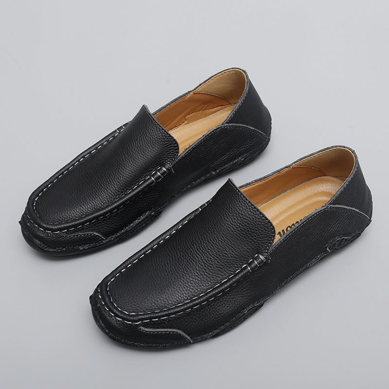 Spring And Autum New Outdoor Men'S Shoes -Selling Large Size Genuine Leather Men'S Driving Lazy One-Legged Beanie Shoes - Image 1