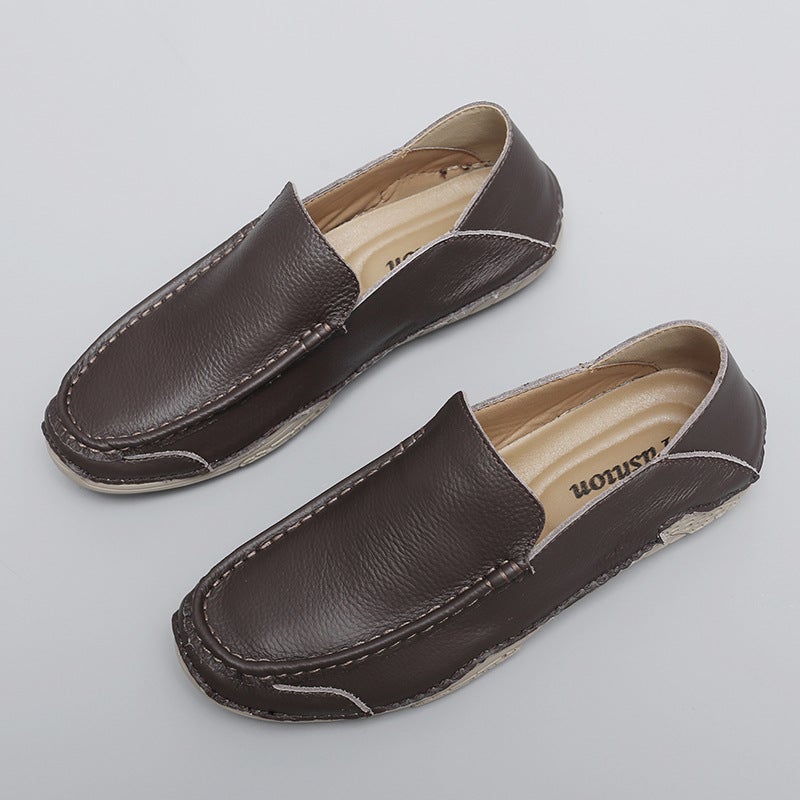 Spring And Autum New Outdoor Men'S Shoes -Selling Large Size Genuine Leather Men'S Driving Lazy One-Legged Beanie Shoes - Image 3