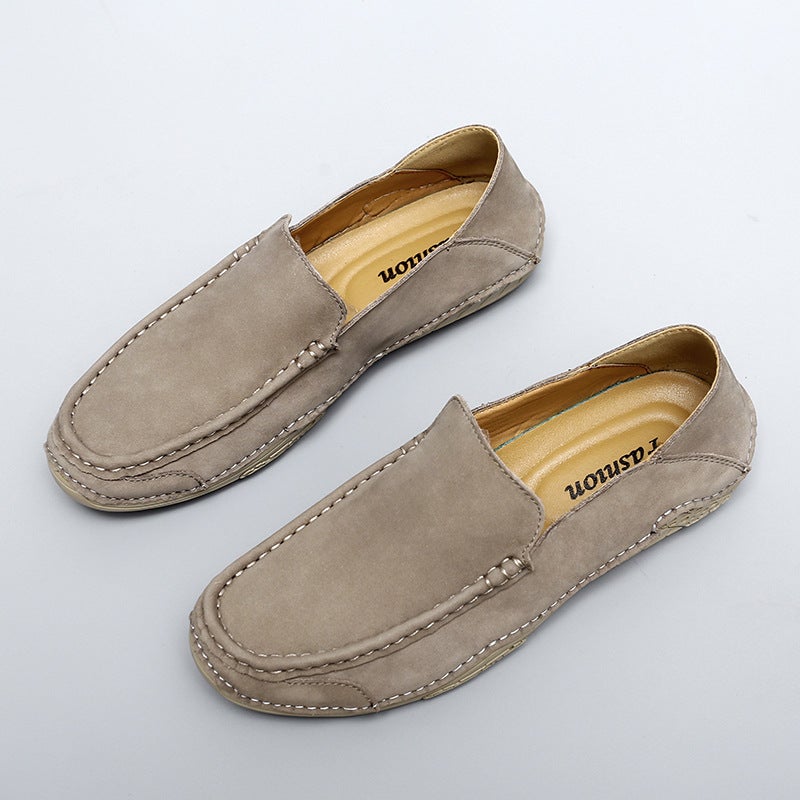Spring And Autum New Outdoor Men'S Shoes -Selling Large Size Genuine Leather Men'S Driving Lazy One-Legged Beanie Shoes - Image 5