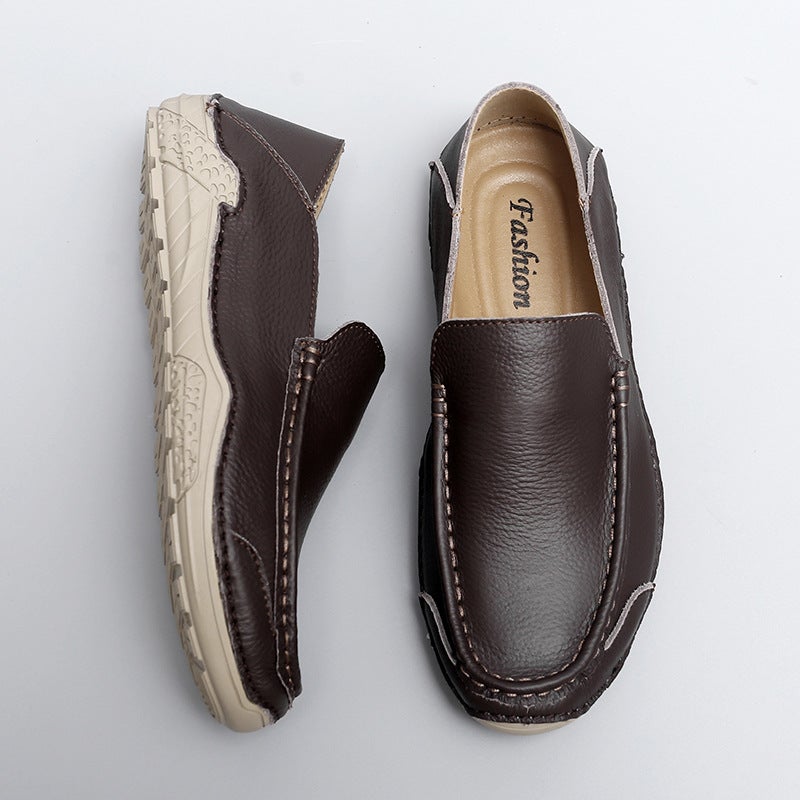 Spring And Autum New Outdoor Men'S Shoes -Selling Large Size Genuine Leather Men'S Driving Lazy One-Legged Beanie Shoes - Image 4