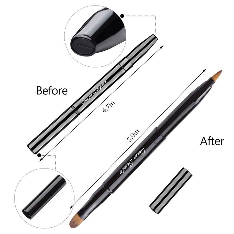 Queen Scepter Retractable Lip Brush Concealer Makeup Dual End Travel Size Lipstick Brush With Cap - Image 3