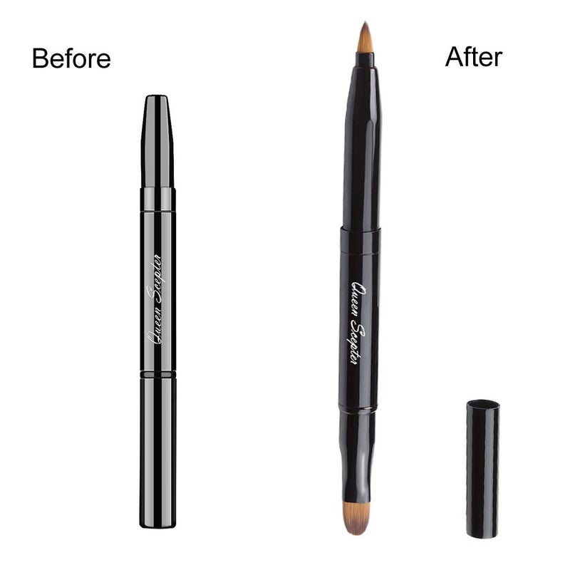Queen Scepter Retractable Lip Brush Concealer Makeup Dual End Travel Size Lipstick Brush With Cap - Image 4