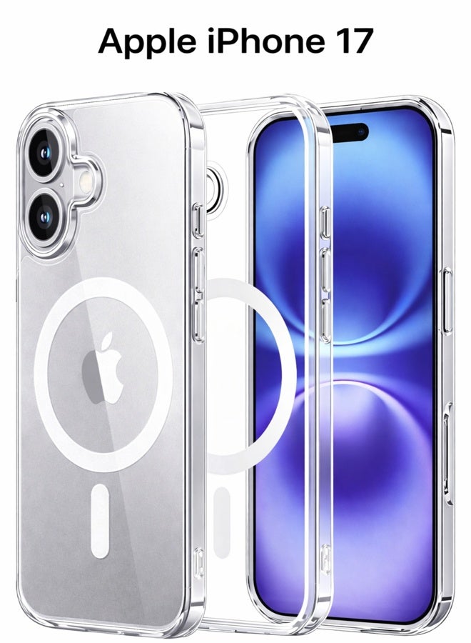 VR CREATIVE Premium Clear Magnetic Case for Apple iPhone 17 (6.3-Inch) – MagSafe Compatible, Anti-Yellowing Slim Transparent Protective Phone Case