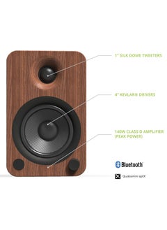Kanto Kanto YU4WALNUT Powered Speakers with Bluetooth and Built-in Phono Preamp | Auto Standby and Startup | Remote Included | 140W Peak Power | Pair | Walnut  - Image 2