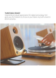Kanto Kanto YU4WALNUT Powered Speakers with Bluetooth and Built-in Phono Preamp | Auto Standby and Startup | Remote Included | 140W Peak Power | Pair | Walnut  - Image 5