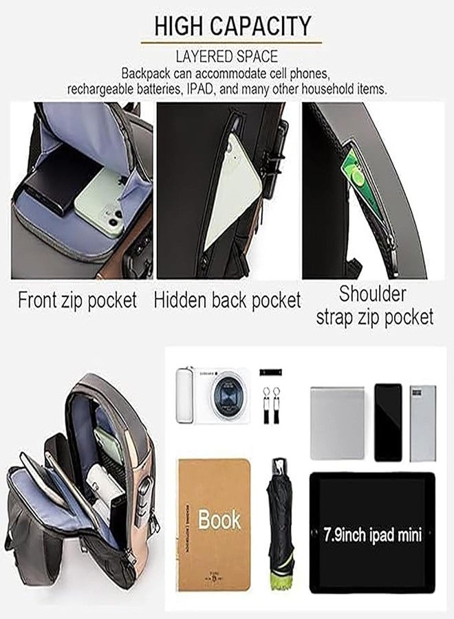 WildHorn AeroShield Waterproof Anti-Theft Sling Bag for Men & Women | Crossbody Chest Shoulder Bag with USB Charging Port | Lightweight, Travel & Daily Use | Adjustable Strap (GOLDEN BLUE) - Image 3