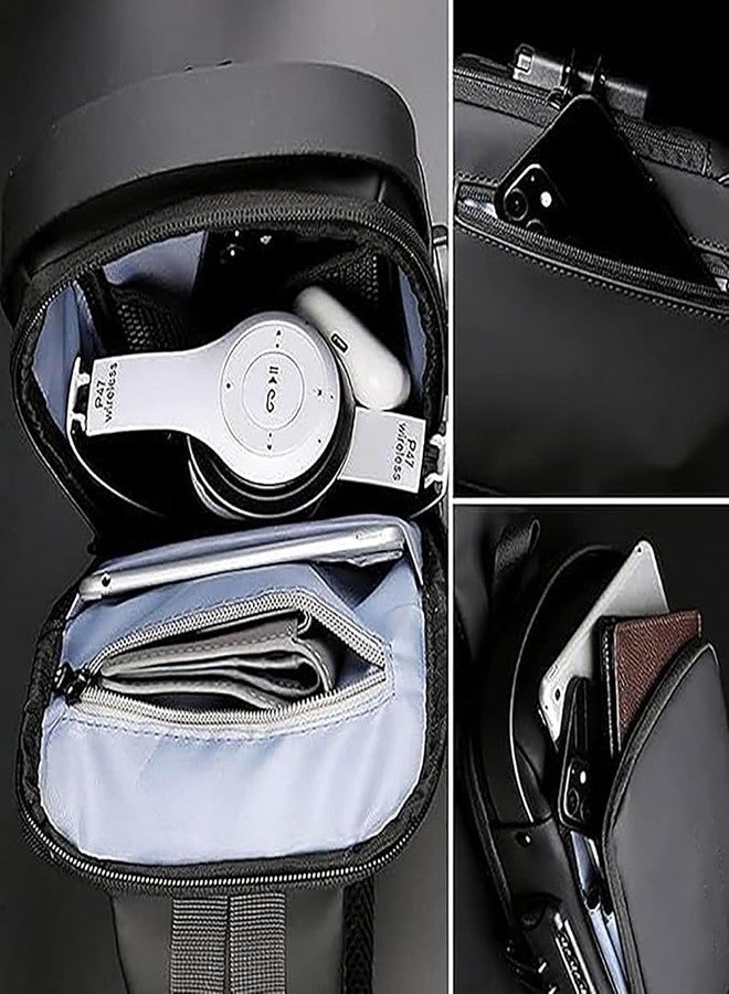 WildHorn AeroShield Waterproof Anti-Theft Sling Bag for Men & Women | Crossbody Chest Shoulder Bag with USB Charging Port | Lightweight, Travel & Daily Use | Adjustable Strap (GOLDEN BLUE) - Image 5