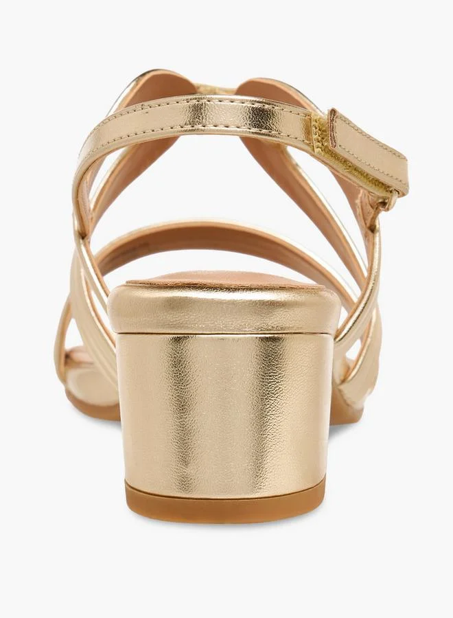 Celeste GOLD Girls Hook & Loop Block Heel Sandals for Women | Best Price UAE