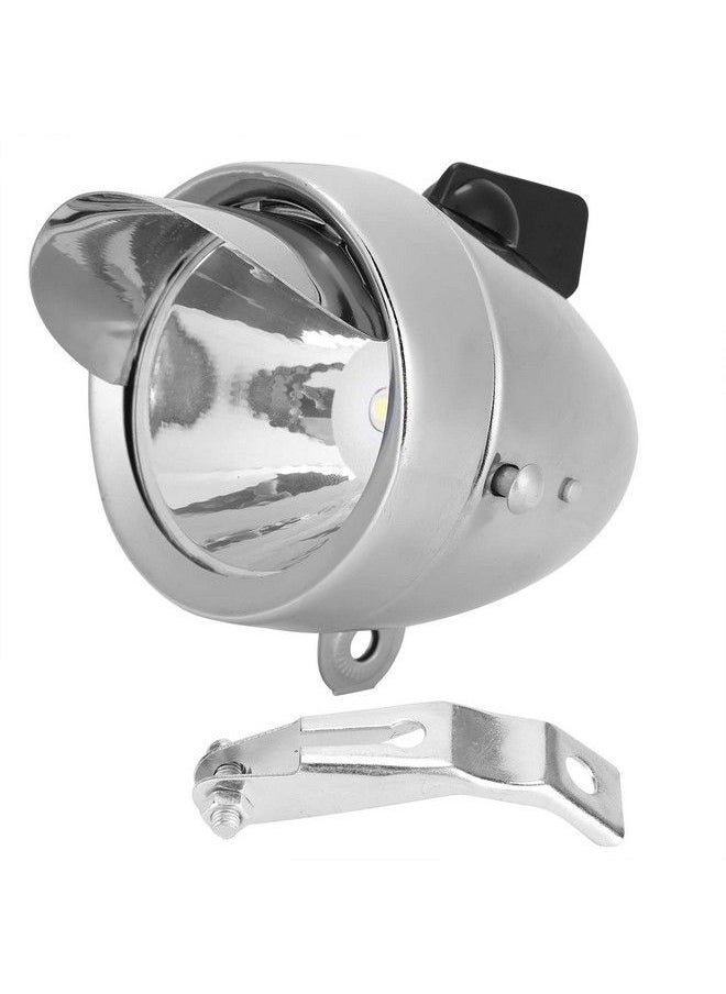 Garosa Vintage Bicycle Headlight Retro Bike Led Light Night Riding With Metal Brim Retro Safety Front Head Lamp Cycling Accessories For Outdoor(Silver)Downlight  - Image 1