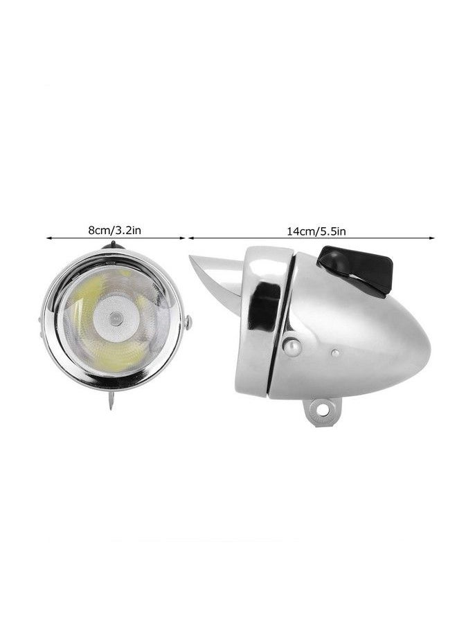 Garosa Vintage Bicycle Headlight Retro Bike Led Light Night Riding With Metal Brim Retro Safety Front Head Lamp Cycling Accessories For Outdoor(Silver)Downlight  - Image 3