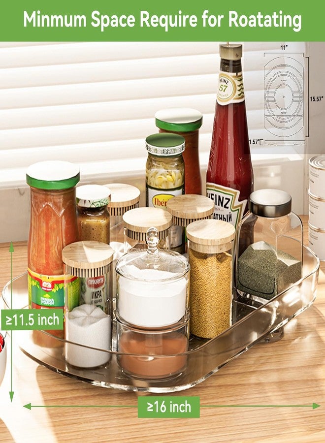 Voova Lazy Susan Turntable Organizer for Refrigerator, 360° Rotating Fridge Organizers and Storage,Rectangle Condiment Organizer Rack for Fridge,Cabinet, Kitchen, Pantry, Countertop, Clear (1 Pack) - Image 4