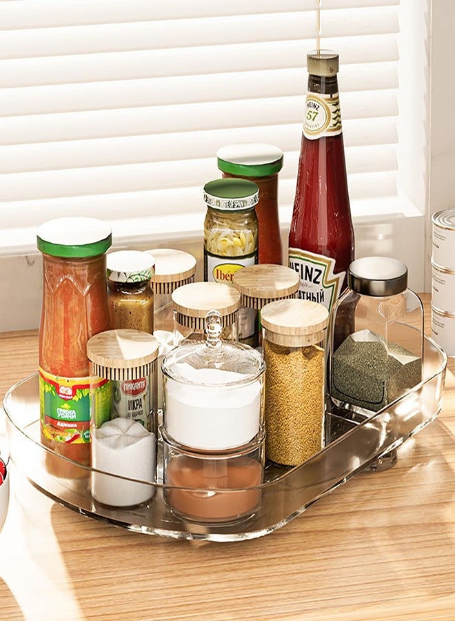 Voova Lazy Susan Turntable Organizer for Refrigerator, 360° Rotating Fridge Organizers and Storage,Rectangle Condiment Organizer Rack for Fridge,Cabinet, Kitchen, Pantry, Countertop, Clear (1 Pack) - Image 2