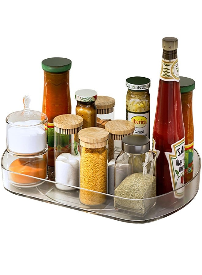 Voova Lazy Susan Turntable Organizer for Refrigerator, 360° Rotating Fridge Organizers and Storage,Rectangle Condiment Organizer Rack for Fridge,Cabinet, Kitchen, Pantry, Countertop, Clear (1 Pack) - Image 1