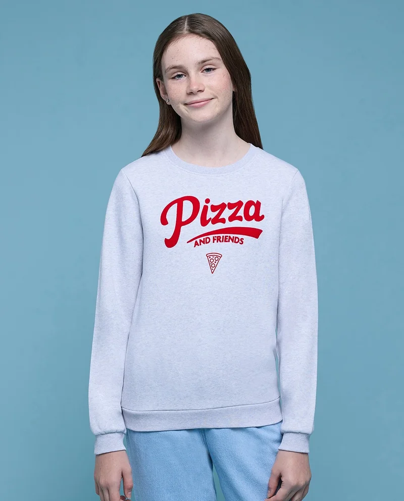 R&B Printed Sweatshirt with Crew Neck and Long Sleeves