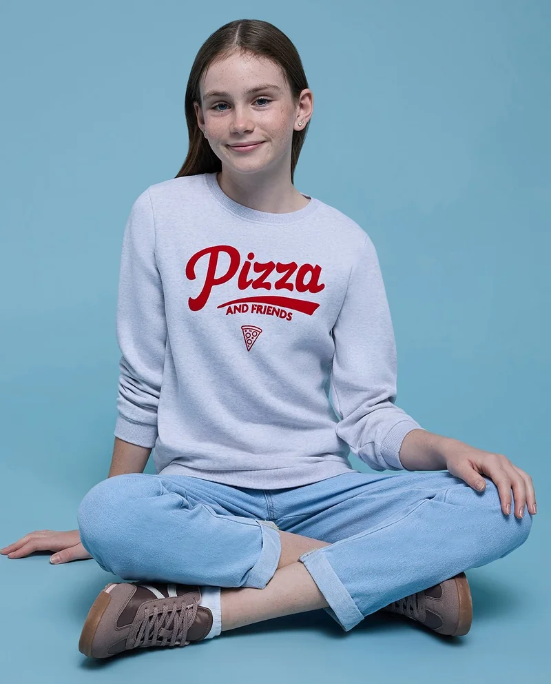 R&B Printed Sweatshirt with Crew Neck and Long Sleeves