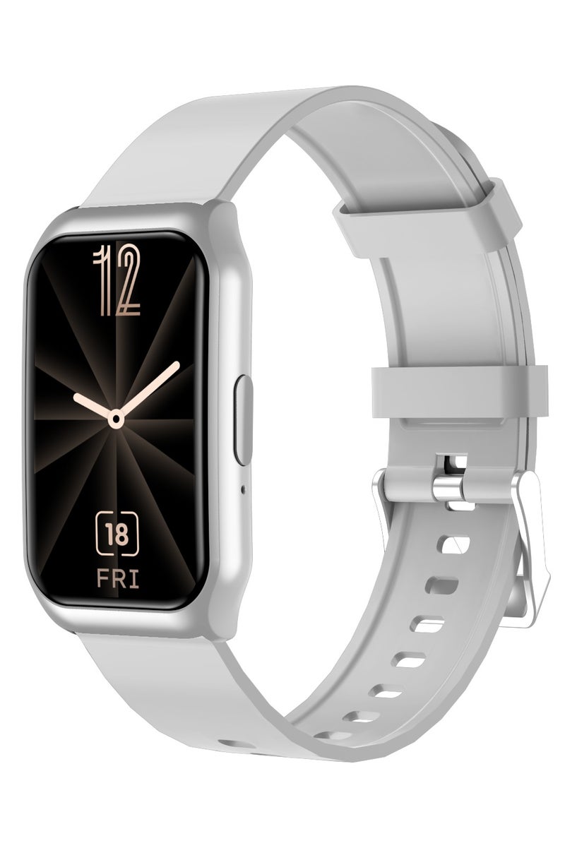 GREEN LION Track Fit Smart Watch with Health Monitoring & 5 Days Working Time / Ai Voice Assistant / Bluetooth Calls / 125KB RAM & 16Mb ROM / Music Player / Exercise Records / IP65 Waterproof - Silver - Image 1