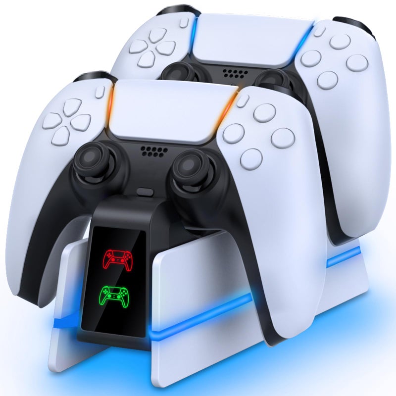 RJAD PS5-Controller-Charger-Station - Charging Station for PlayStation 5 Dualsense/Edge Controller with 9 Color Led Light, Fast Charging Dock & Holder Charger Stand for PS5/Slim/Pro Remote Accessories - Image 1
